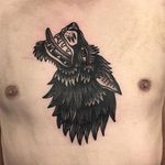 Wolf Tattoo by William Roos #wolf #blackworkwolf #blackwork #blackink #traditionalblackwork #traditional #classicblackwork #WilliamRoos