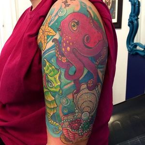 @laura_craver #ladytattooers #seacreatures #color #seahorse #octopus