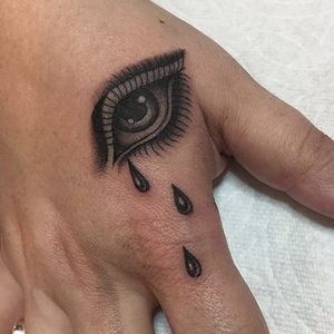 Crying eye by Marie Sena #MarieSena #crying #eye #sadgirl #blackwork #tattoooftheday