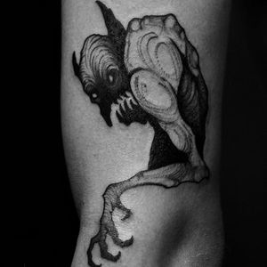 Ugly monster tattoo by Sergei Titukh #SergeiTitukh #blackwork #monster