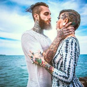 Morgin and Peyton via Instagram @morgin_riley / tattooed_jezus #tattooedcouple #relationshipgoals #couple