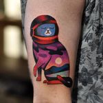 Tattoo by David Cote @thedavidcote #space #color #astronaut #cat
