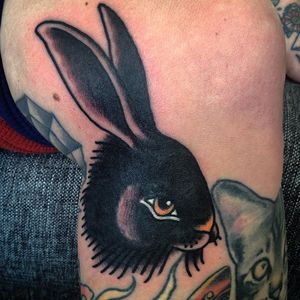 Hare Tattoo by Kingsland Ink Tattoo #hare #animal #contemporary #KingslandInkTattoo