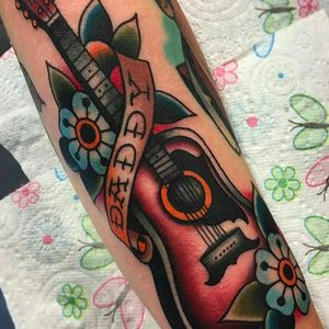 Guitar Daddy Tattoo by #Father #Dad #Daddy #Papa #Pappa #Fathersday #Fathertattoo #DadTattoo #Papatattoo #Guitar #Neotraditional