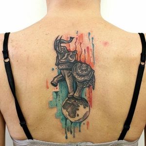 Elephant Tattoo by Martynas Šnioka #elephant #elephanttattoo #watercolor #watercolortattoo #abstract #abstracttattoo #graphic #graphictattoo #lithuanian #MartynasSnioka