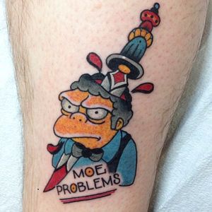 Moe Szyslak Tattoo by Jenny Boulger #MoeSyzslak #MoeSzyszlakTattoo #SimpsonsTattoos #TheSimpsons #Simpsons #SpringfieldTattoos #JennyBoulger