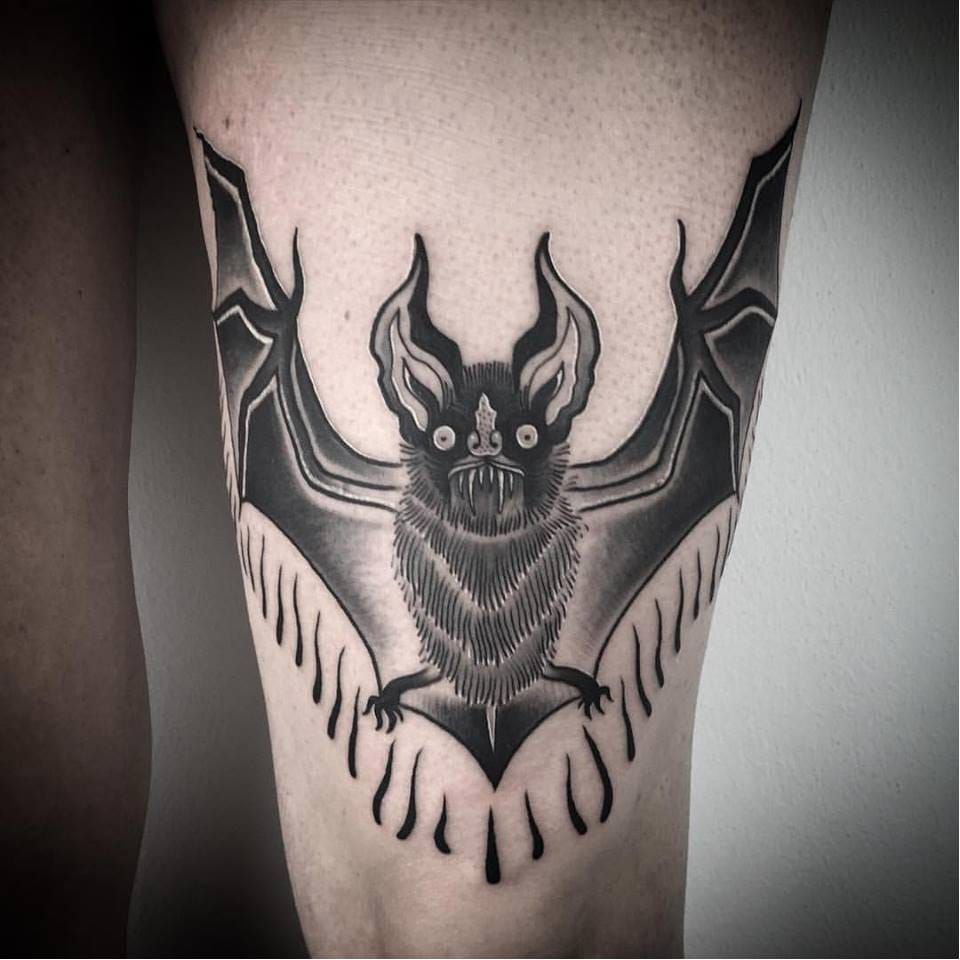 16 Dark and Daunting Blackwork Bat Tattoos • Tattoodo