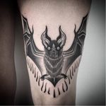 Blackwork bat tattoo by Laura Yahna. #LauraYahna #bat #blackwork #horror #dark