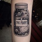 Galaxy Jar Tattoo by Susanne Konig #jar #jartattoo #jartattoos #creativetattoo #inspiration #inspiringtattoos #SusanneKonig