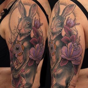 Neotraditional Hare by Antony Flemming. #antonyflemming #neotraditional #hare #rabbit