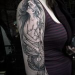 Gorgeous tattoo by Nomi Chi #blackwork #mermaid #NomiChi #mermaidtattoo