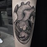 Bear Cub Heart Tattoo by Susanne König #heart #anatomicalheart #dotwork #illustrative #SusanneKonig