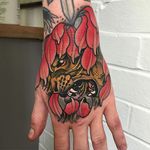 Flower Animal Hand Tattoo by Mitchell Allenden #hand #handtattoo #handtattoos #neotraditionalhandtattoo #neotraditional #neotraditionaltattoo #neotraditionaltattoos #MitchellAllenden