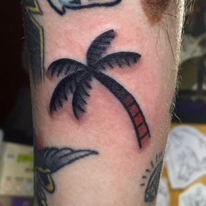 Palm Tree Tattoo by Jin Seok #palmtree #treetattoo #tropicaltattoo #traditionaltattoos #JinSeok