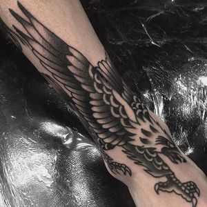 Blackwork Tattoo by Jack Peppiette #blackwork #eagle #traditionalblackwork #eagle #JackPeppiette