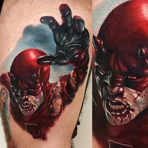 Daredevil tattoo by Audie Fulfer jr #Daredevil #Marvel #Superhero #comic #AudieFulferjr