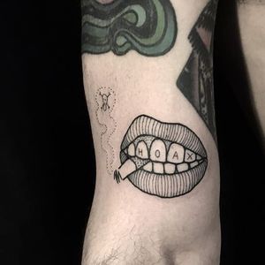 Mouth Tattoo by Emily Alice Johnston #blackwork #handpoke #mouth #lips #EmilyAliceJohnston