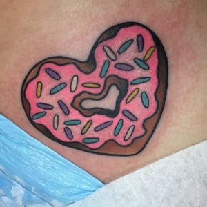 Heart donut tattoo by Christina Hock #ChristinaHock #heart #donut #neon