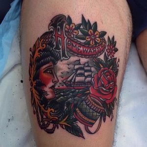 Ship Tattoo by Capilli Tupou #ship #shiptattooo #traditionalship #traditional #traditionaltattoo #classictattoo #classictattoos #oldschool #traditionalartist #CapilliTupou