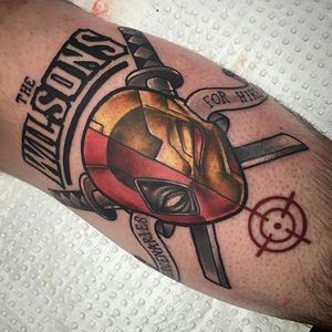 Deadpool Deathstroke Tattoo by Sam Ding #Deathstroke #DeathstrokeTattoos #DeathstrokeTattoo #DCComics #DCTattoos #ComicTattoos #DCTattoos #VillainTattoos #SamDing
