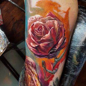 Rose Tattoo by Dmitry Vision #roe #rosetattoo #portrait #portraittattoo #colorrealism #colorrealismtattoo #colorrealismtattoos #realistictattoos #colorfultattoos #DmitryVision