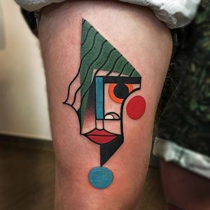 Face Tattoo by Mike Boyd #abstract #cubism #moderntattooing #MikeBoyd #face #portrait