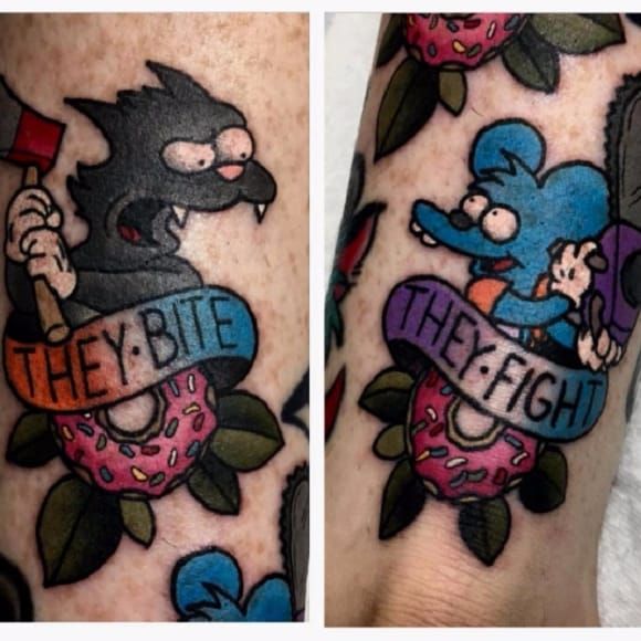 The Simpsons tattoo Itchy and Scratchy  Simpsons tattoo Americana tattoo  Unique tattoo