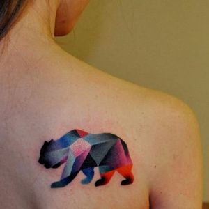 Bear tattoo by Marcin Surowiec #MarcinSurowiec #lowpoly #digitalart #bear #color