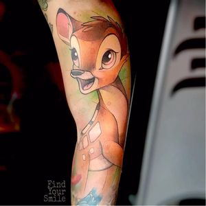 Por Russell Van Schaick! #RussellVanSchaick #DisneyTattoos #TatuagemDisney #Disney #Bambi #BambiTattoo #BambiTatuagem