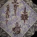 Daggers via instagram maryjoytattoo #handkerchief #flashart #art #skull #dagger #women #heart #maryjoy