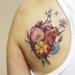 Floral anatomical heart tattoo by Luiza Oliveira. #LuizaOliveira #fineline #floral #feminine #anatomicalheart #flower #botanical