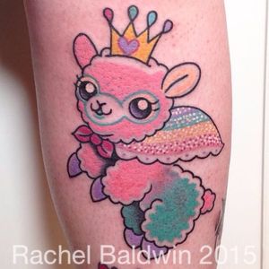 Alpaca tattoo by Rachel Baldwin. #Rachel Baldwin #girly #pastel #cute #alpaca