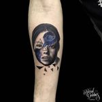 Woman galaxy tattoo by Resul Odabaș. #ResulOdabas #galaxy #portrait #woman #cosmic #cosmos