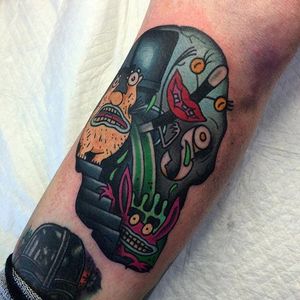 Ahhh! Real Monsters tattoo by Sam Kane. #SamKane #skull #popculture #traditional #ahhhrealmonsters #nickelodeon