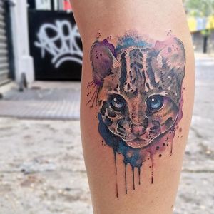 Wild Cat Tattoo by Jason Adelinia #cat #watercolorcat #watercolor #watercolorartist #JasonAdelinia