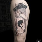 Child tattoo by Serena Caponera #SerenaCaponera #illustrative #blackwork #sketch #graphic #child #whale