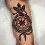 Compass traditional tattoo by @jacobdoneytattoo #jacobdoneytattoo #traditional #traditionaltattoo #envisiontattoostudio #compass