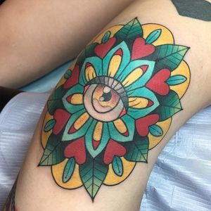 Mandala tattoo by Alex Strangler. #AlexStrangler #mandala #eye #color