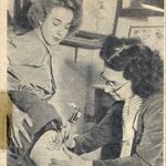 An old newspaper clipping that shows Jesse Knight tattooing a butterfly on a woman's thigh. #firstfemaletattooist #GreatBritain #history #JesseKnight #tattoopioneer