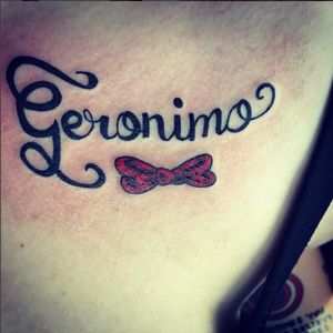 The #EleventhDoctor catchphrase and signature bow tie (IG-princ3ss_sarahh) #DoctorWho #DoctorWhotattoo #scripttattoos #scifitattoo