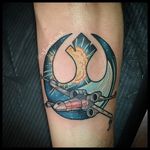 X-Wing Tattoo by Joshua Couchenour #xwing #starwars #xwingstarfighter #spaceship #rogueone #theforceawekens #JoshuaCouchenour