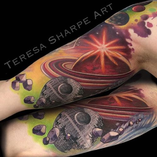 The Death Star by Teresa Sharpe (via IG-teresasharpeart) #neotraditional #teresasharpe #bestink #color