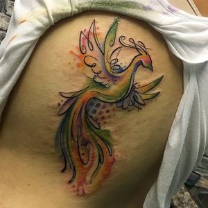 Watercolor Phoenix Tattoo by Arielle Rose Seltzer #phoenix #watercolorphoenix #watercolor #watercolorartist #ArielleRoseSeltzer