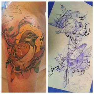 Beautiful bird tattoo by Mitchel Von Trapp @Mitchelmonster #Mitchelvontrapp #Newschool #Fantasy #Pokemon #AtomicZombietattoo #Bird