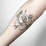 Rose Tattoo by María Fernández #rose #rosetattoo #blackwork #blackworktattoo #linework #lineworktattoo #graphic #graphictattoo #blackink #illustrative #sketch #MariaFernandez