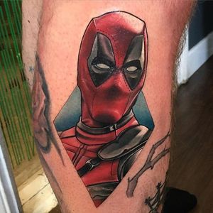 Deadpool Tattoo by Matt Youl #Deadpool #neotraditional #neotraditionalartist #nerdy #nerdtattoo #MattYoul