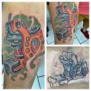 Máquina de tatuagem de bobina, daquelas que fazem barulho! #tattoomachine #maquinaDeTatuagem #IzaelMendes #NewSchool #Colorida #Colorful #ElectricInk #ElectricInkProTeam #talentonacional #brasil #brazil #portugues #portuguese