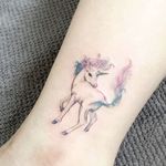 Delicate Unicorn watercolor linework by tattooist_flower #pastel #watercolor #linework #delicate #simple