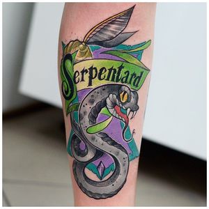 Slytherin tattoo by Cam-miyu  #Cammiyu #geek #kawaii #slytherin #snake #harrypotter