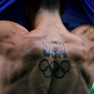 US gymnast Jake Dalton showing off his patriotism. #rio2016 #olympics #olympictattoos #rio2016tattoos #tattooedathletes #jakedalton #usa